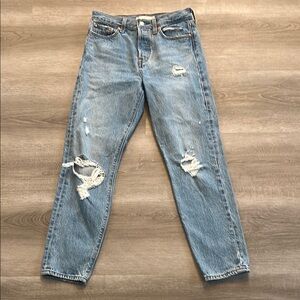 Levi’s Wedgie Jeans - Size 26 - Button Fly Classic Blue Distressed Jeans